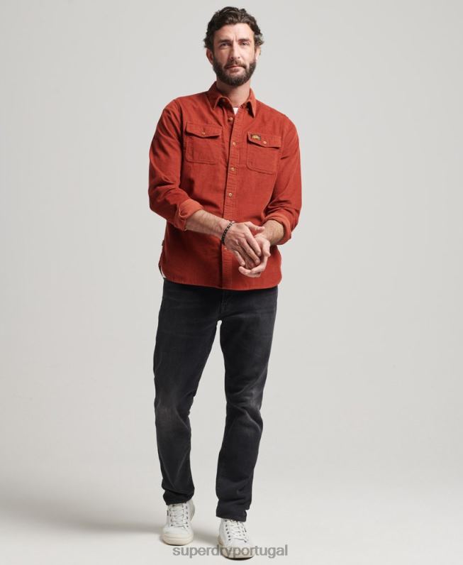camisa de cordão de trilha homens marrom roupas Superdry 2208H228