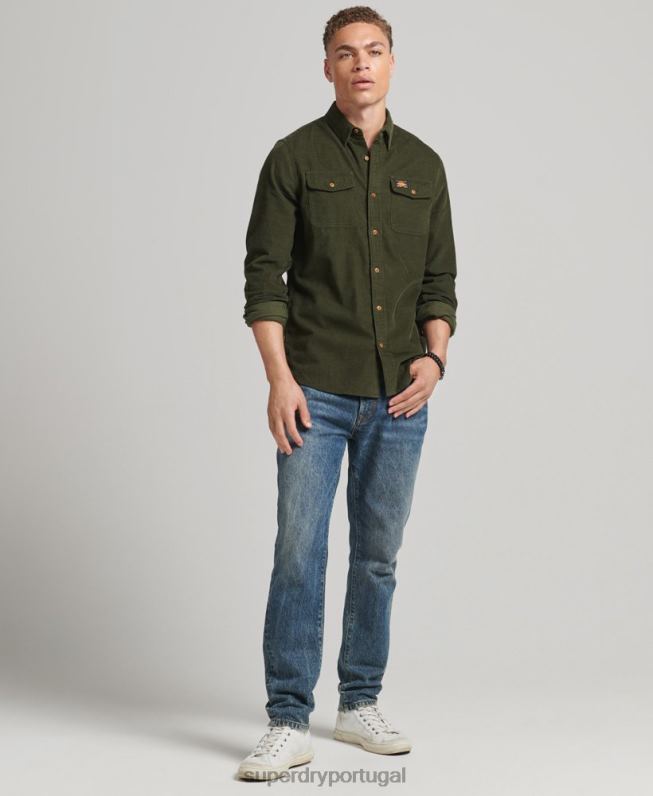 camisa de cordão de trilha homens verde roupas Superdry 2208H232