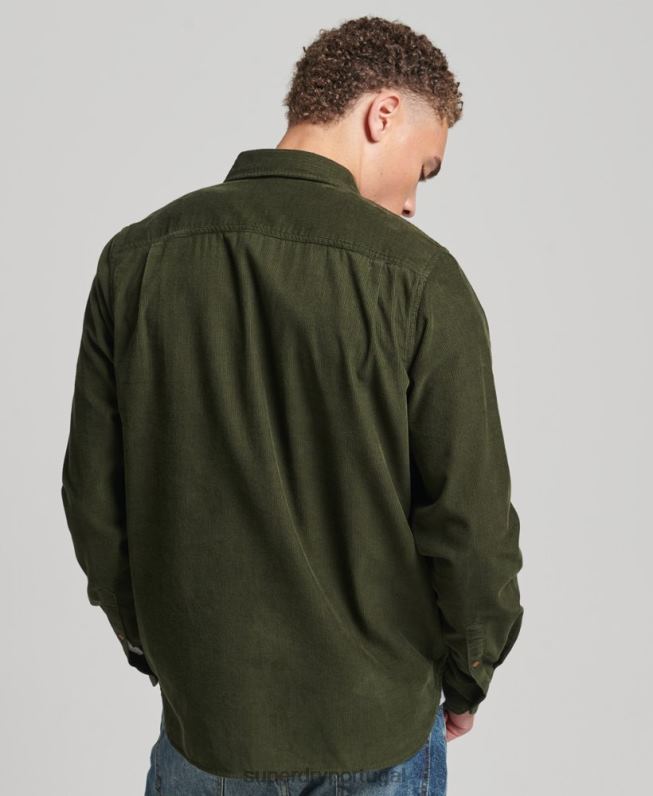 camisa de cordão de trilha homens verde roupas Superdry 2208H232