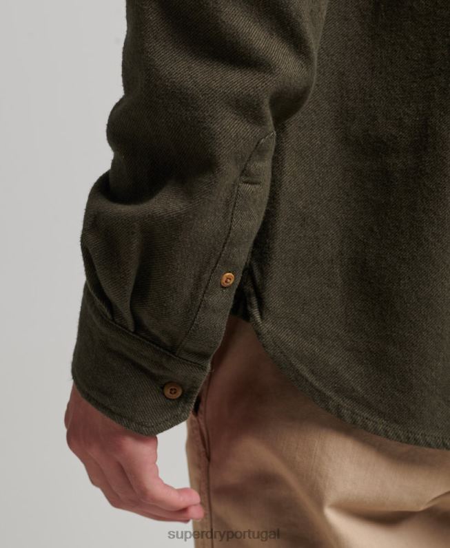camisa de flanela trailsman de algodão orgânico homens caqui roupas Superdry 2208H168