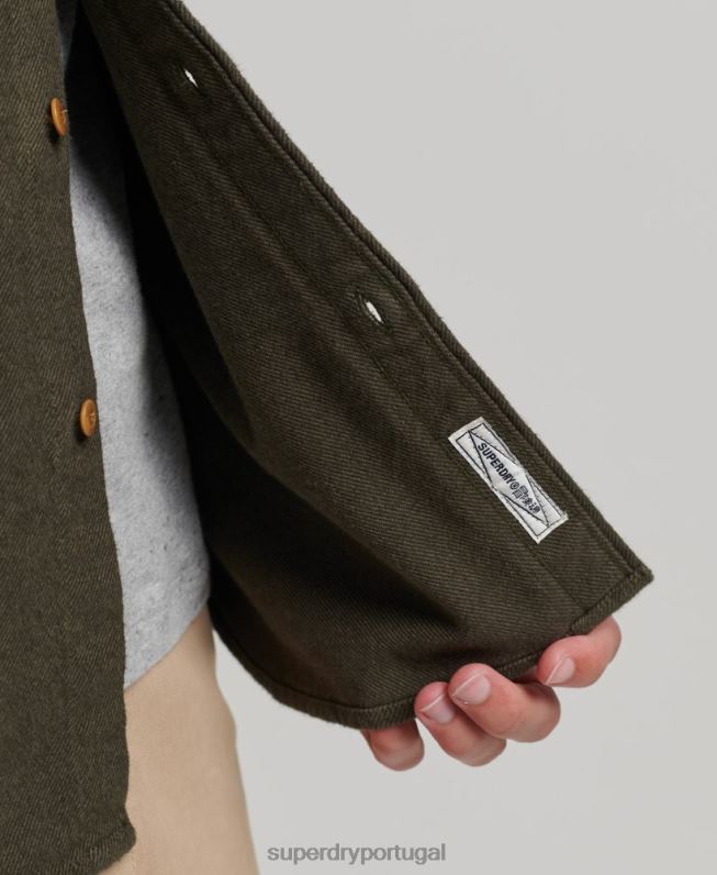 camisa de flanela trailsman de algodão orgânico homens caqui roupas Superdry 2208H168