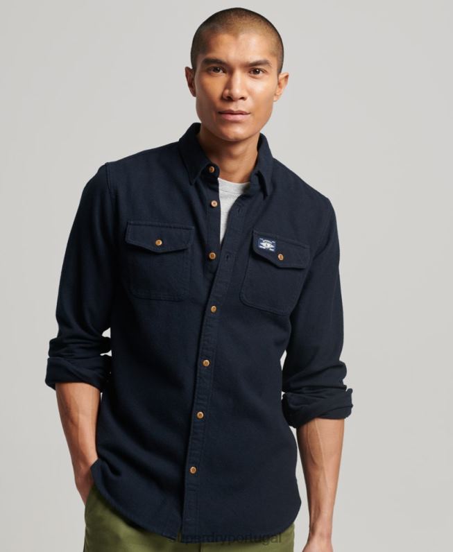 camisa de flanela trailsman de algodão orgânico homens marinha roupas Superdry 2208H179