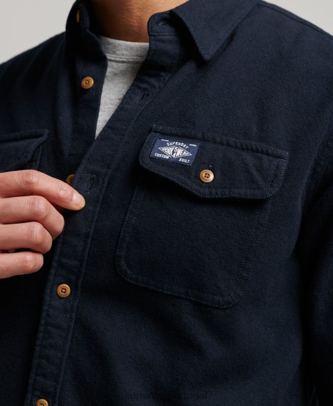 camisa de flanela trailsman de algodão orgânico homens marinha roupas Superdry 2208H179