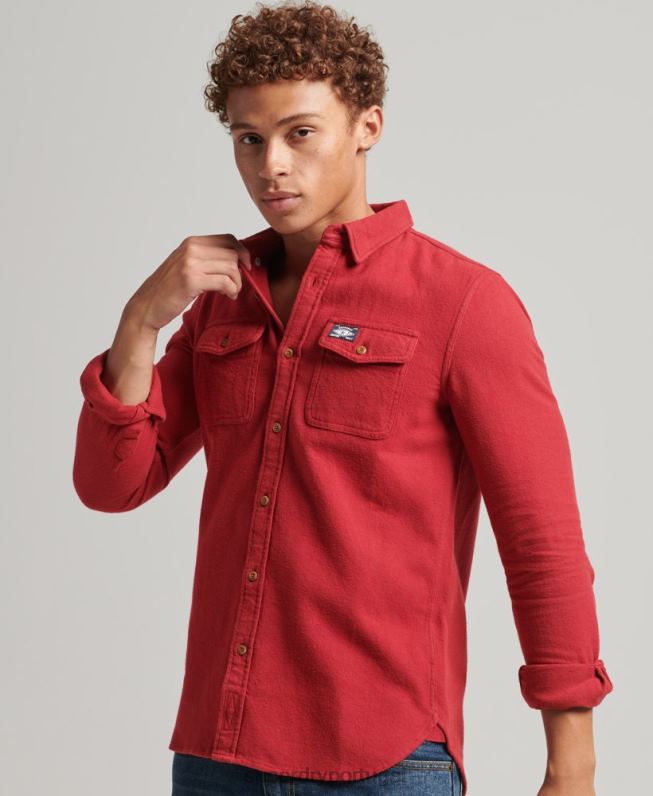 camisa de flanela trailsman de algodão orgânico homens vermelho roupas Superdry 2208H161