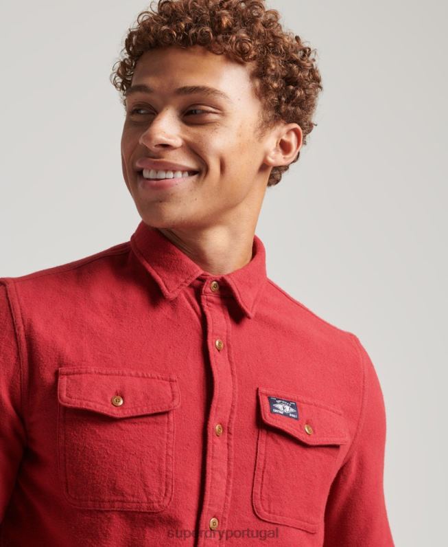camisa de flanela trailsman de algodão orgânico homens vermelho roupas Superdry 2208H161
