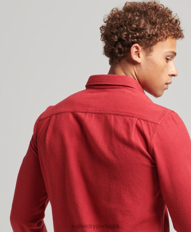 camisa de flanela trailsman de algodão orgânico homens vermelho roupas Superdry 2208H161