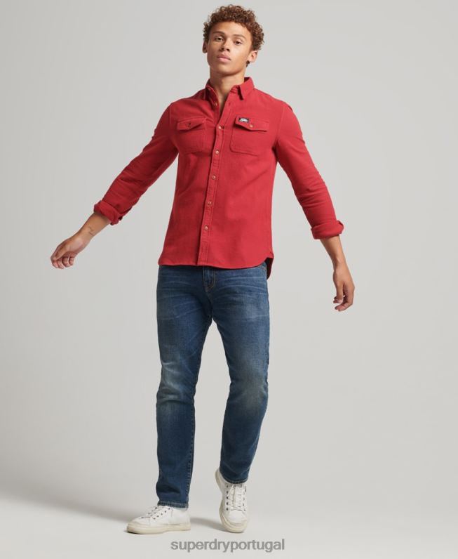 camisa de flanela trailsman de algodão orgânico homens vermelho roupas Superdry 2208H161