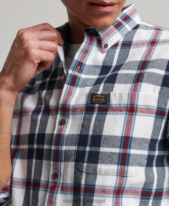 camisa de lenhador vintage de algodão orgânico homens branco roupas Superdry 2208H216