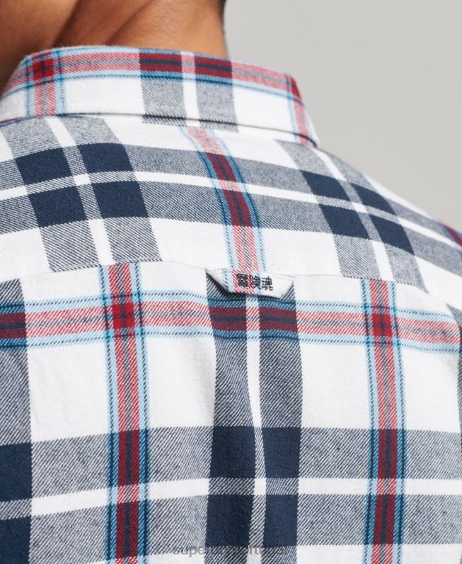 camisa de lenhador vintage de algodão orgânico homens branco roupas Superdry 2208H216