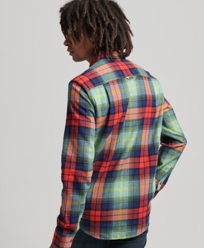 camisa de lenhador vintage de algodão orgânico homens verde roupas Superdry 2208H205