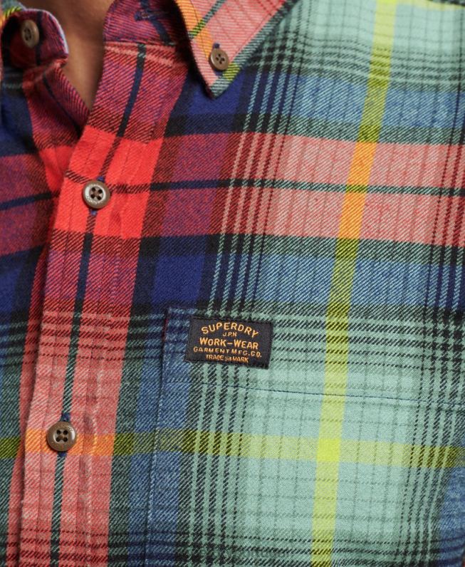 camisa de lenhador vintage de algodão orgânico homens verde roupas Superdry 2208H205