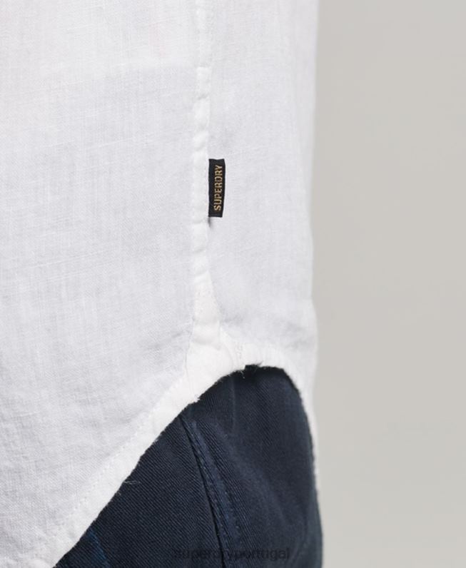 camisa de linho casual studios homens branco roupas Superdry 2208H2