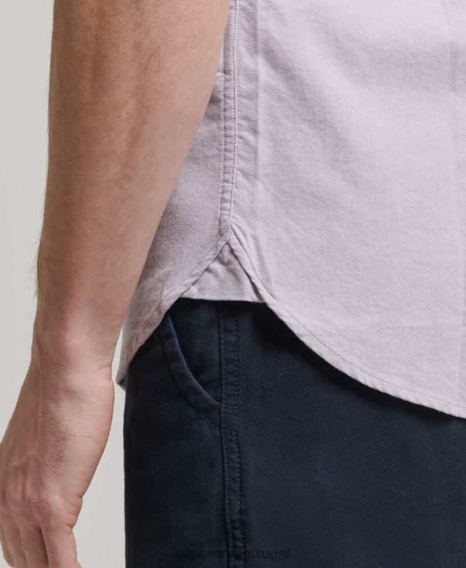 camisa de manga curta oxford homens roxo roupas Superdry 2208H129