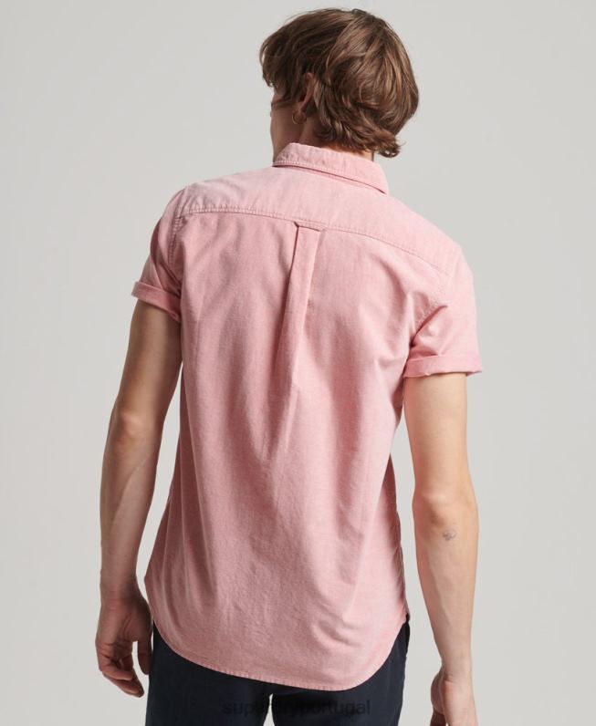 camisa de manga curta oxford homens vermelho roupas Superdry 2208H131