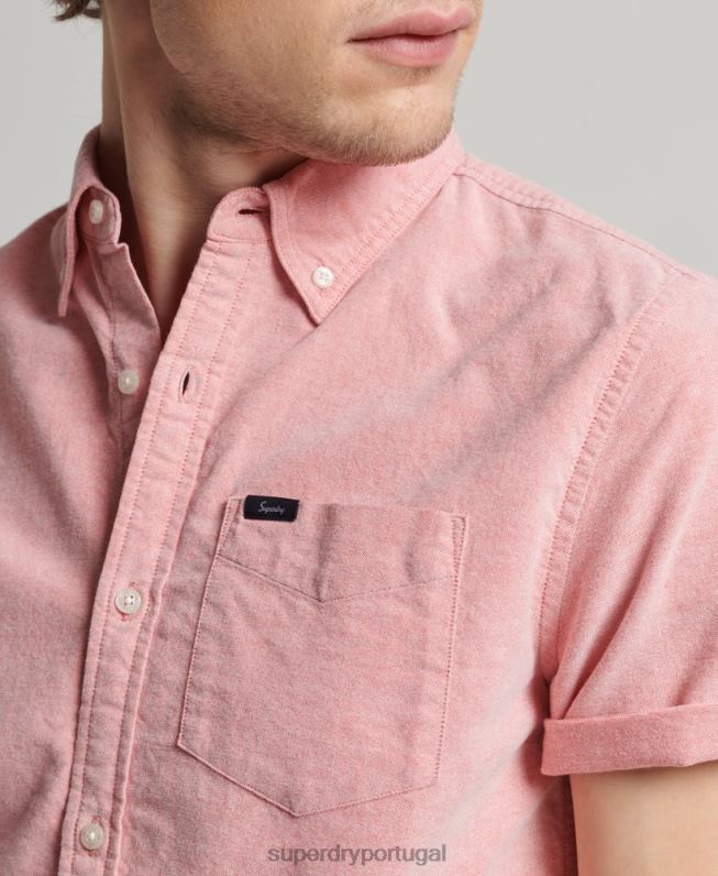 camisa de manga curta oxford homens vermelho roupas Superdry 2208H131