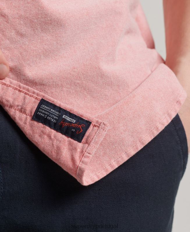 camisa de manga curta oxford homens vermelho roupas Superdry 2208H131