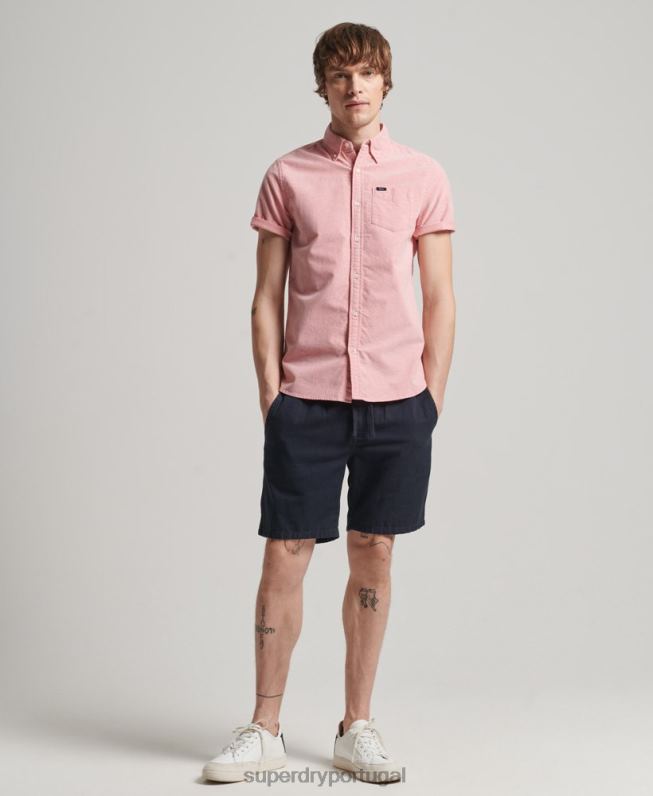 camisa de manga curta oxford homens vermelho roupas Superdry 2208H131