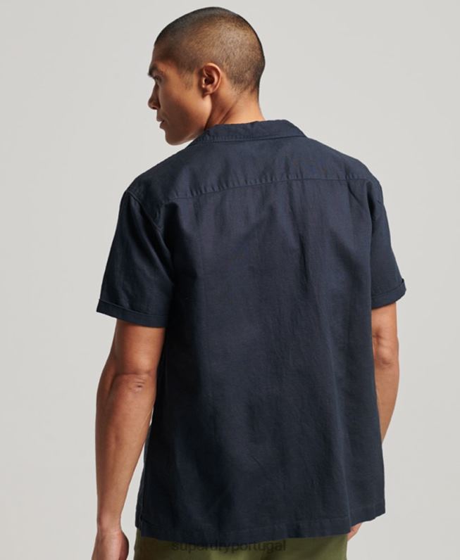 camisa de manga curta resort homens marinha roupas Superdry 2208H135