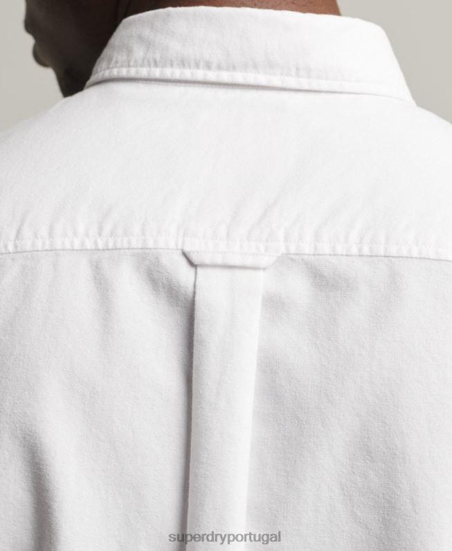 camisa de manga curta vintage oxford de algodão orgânico homens branco roupas Superdry 2208H233