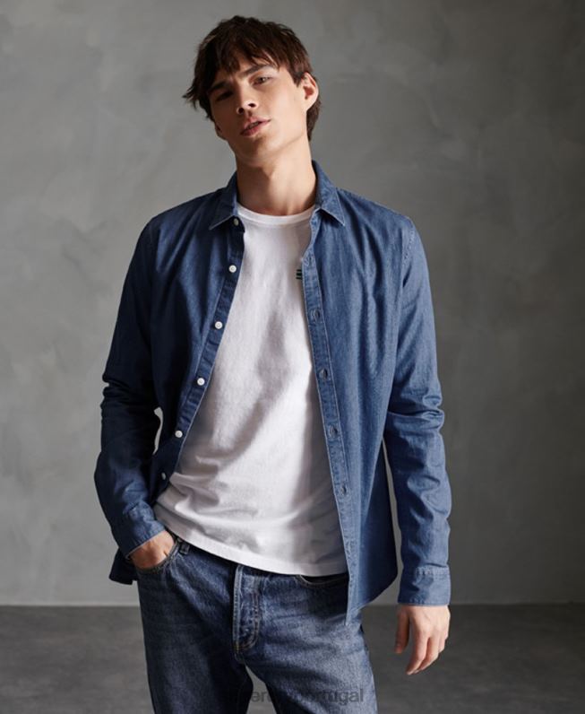 camisa de manga longa tear homens marinha roupas Superdry 2208H241