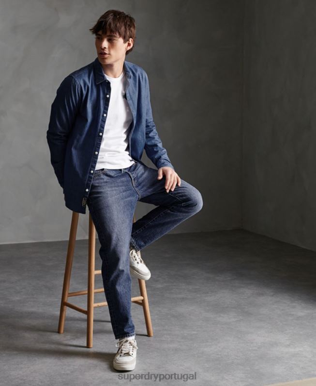 camisa de manga longa tear homens marinha roupas Superdry 2208H241