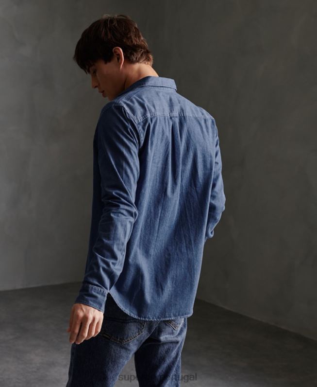 camisa de manga longa tear homens marinha roupas Superdry 2208H241