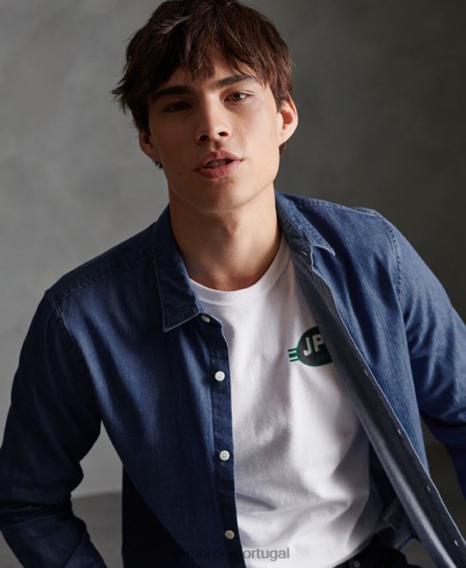 camisa de manga longa tear homens marinha roupas Superdry 2208H241