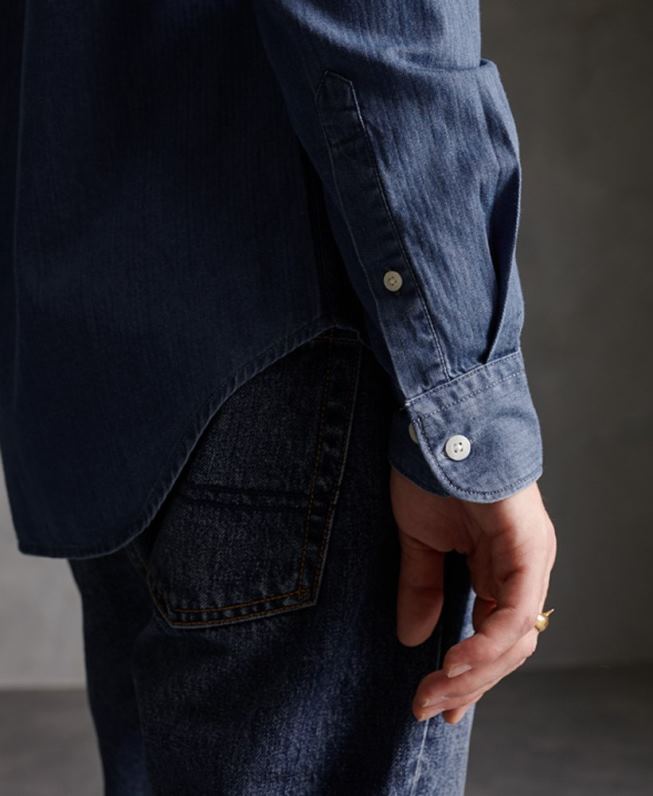 camisa de manga longa tear homens marinha roupas Superdry 2208H241