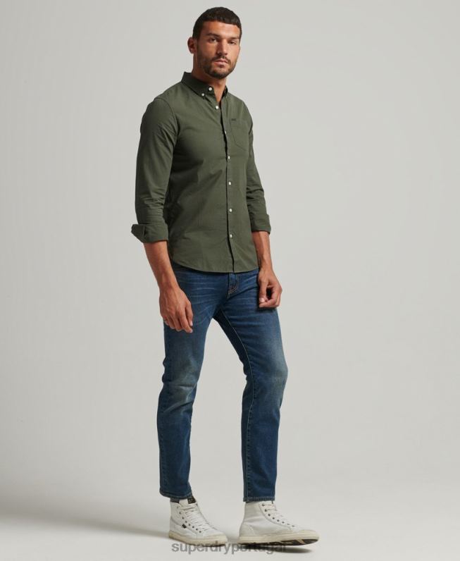 camisa de micro xadrez de algodão homens verde roupas Superdry 2208H231