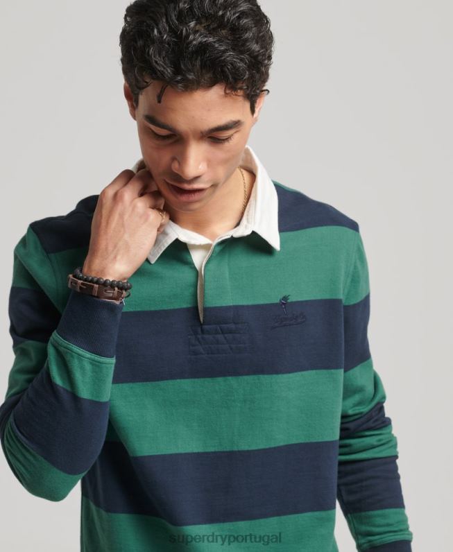camisa de rugby manga longa lavada homens marinha roupas Superdry 2208H239