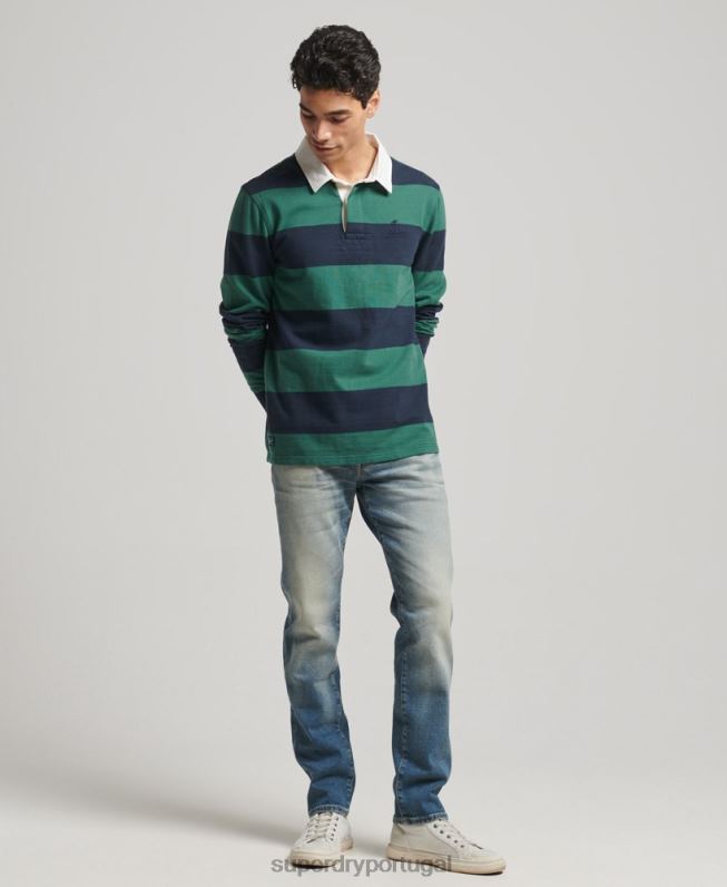 camisa de rugby manga longa lavada homens marinha roupas Superdry 2208H239