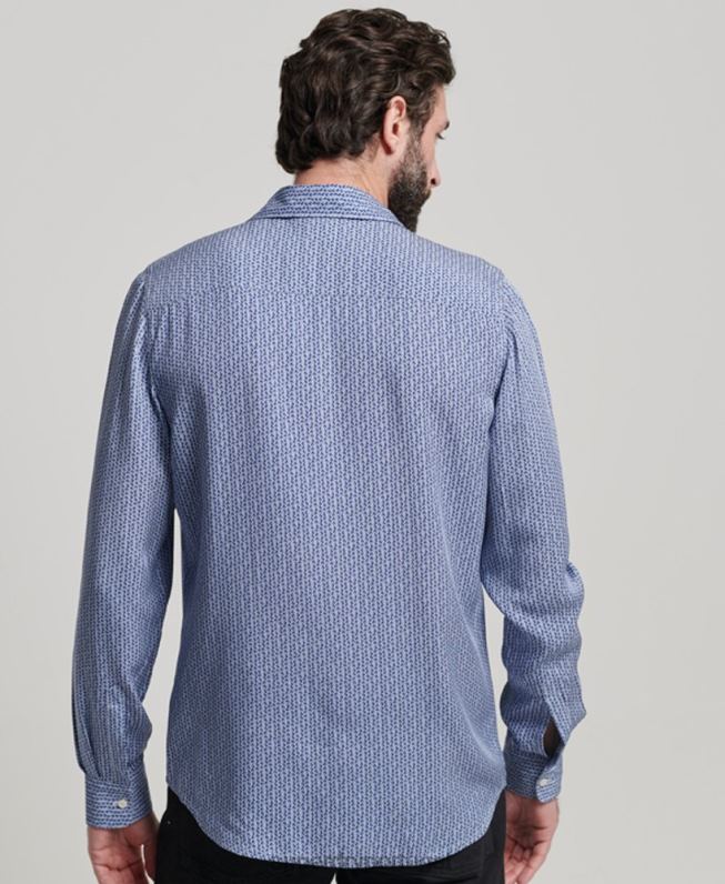 camisa dos anos 70 homens azul roupas Superdry 2208H180