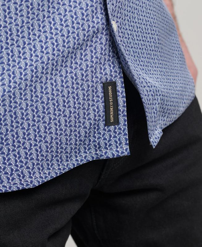 camisa dos anos 70 homens azul roupas Superdry 2208H180