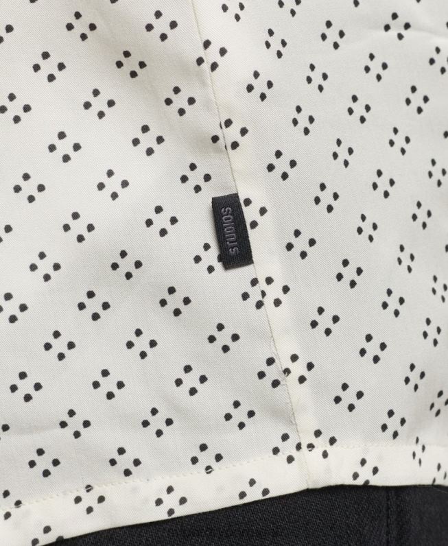 camisa manga longa com estampa anos 70 homens branco roupas Superdry 2208H145