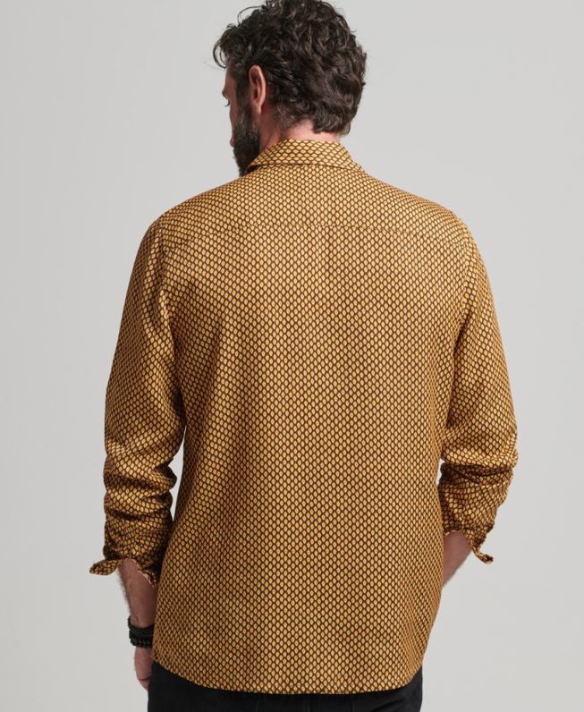 camisa manga longa com estampa anos 70 homens laranja roupas Superdry 2208H149