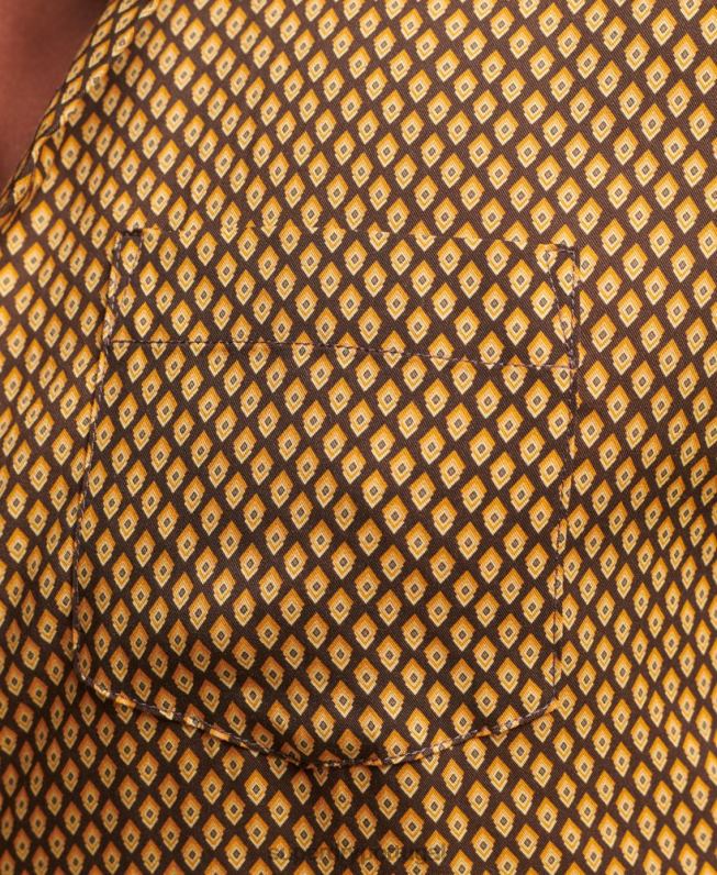 camisa manga longa com estampa anos 70 homens laranja roupas Superdry 2208H149