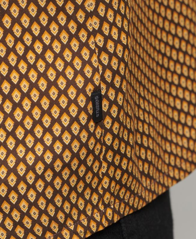 camisa manga longa com estampa anos 70 homens laranja roupas Superdry 2208H149