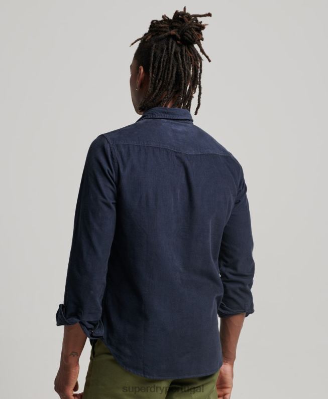 camisa ocidental de cordão vintage homens marinha roupas Superdry 2208H128