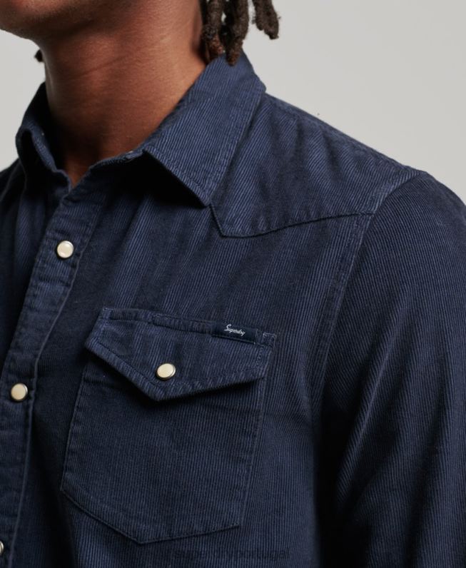 camisa ocidental de cordão vintage homens marinha roupas Superdry 2208H128
