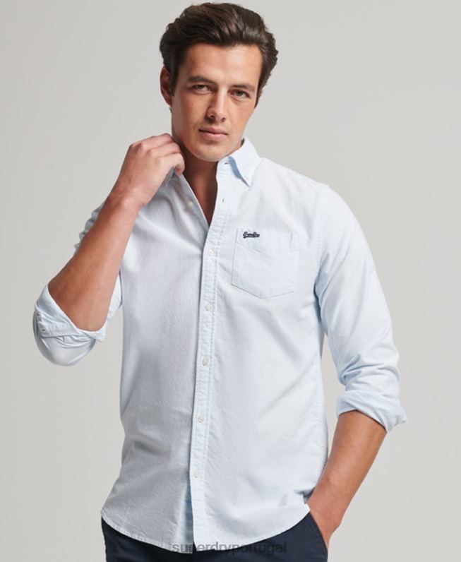 camisa oxford lavada homens azul claro roupas Superdry 2208H132