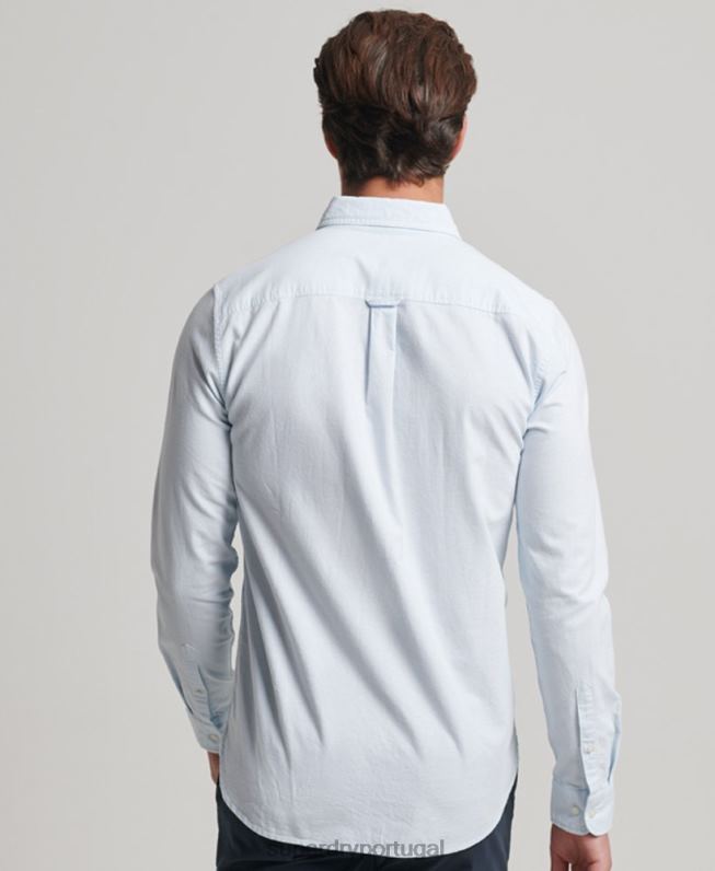 camisa oxford lavada homens azul claro roupas Superdry 2208H132