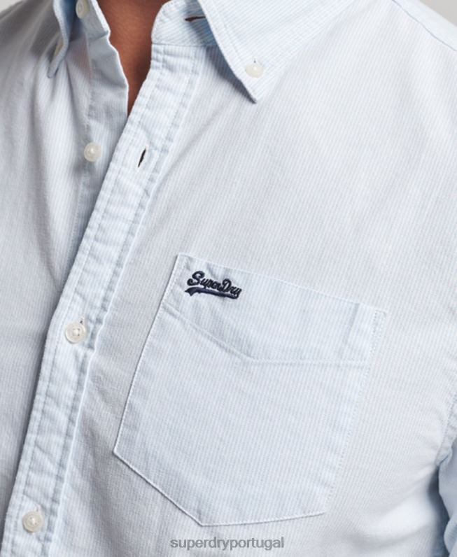 camisa oxford lavada homens azul claro roupas Superdry 2208H132