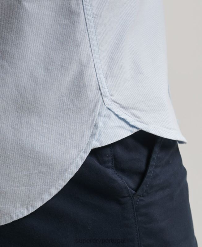 camisa oxford lavada homens azul claro roupas Superdry 2208H132