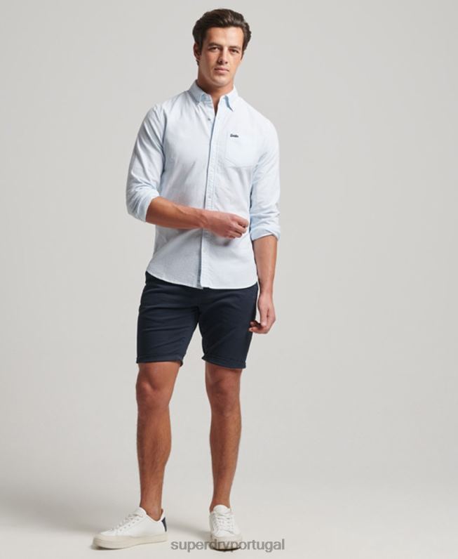 camisa oxford lavada homens azul claro roupas Superdry 2208H132