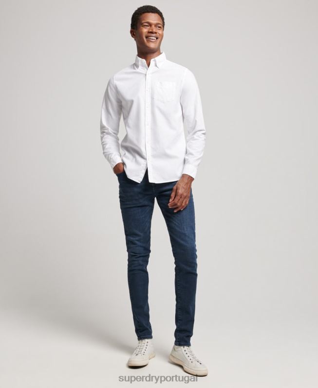 camisa oxford lavada homens branco roupas Superdry 2208H157