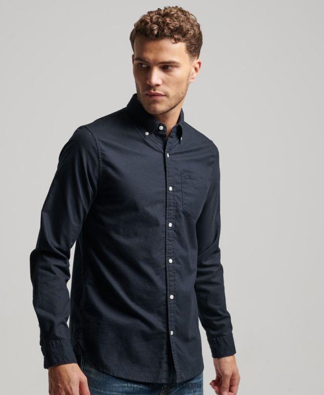 camisa oxford lavada homens marinha roupas Superdry 2208H181