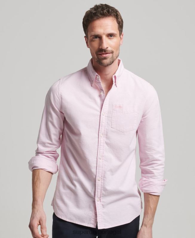 camisa oxford lavada homens rosa roupas Superdry 2208H126