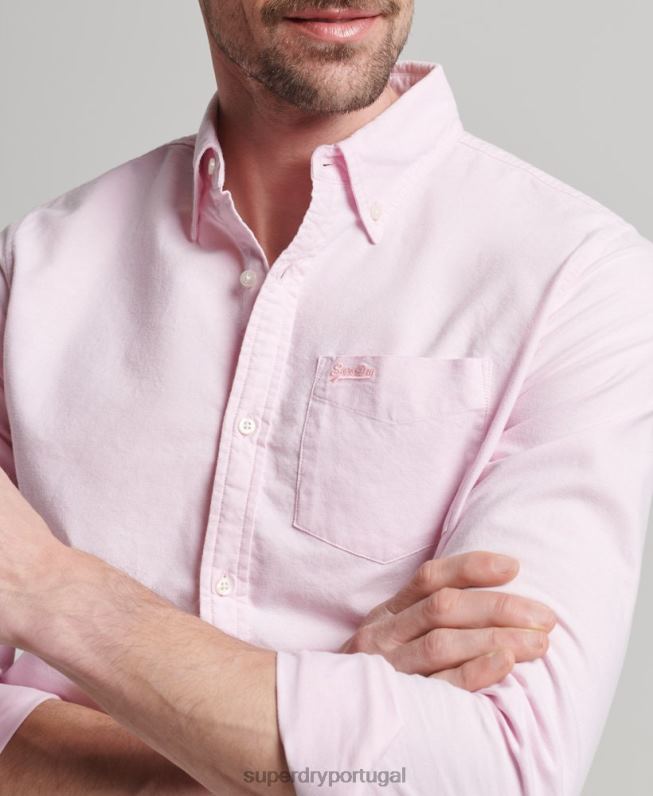 camisa oxford lavada homens rosa roupas Superdry 2208H126