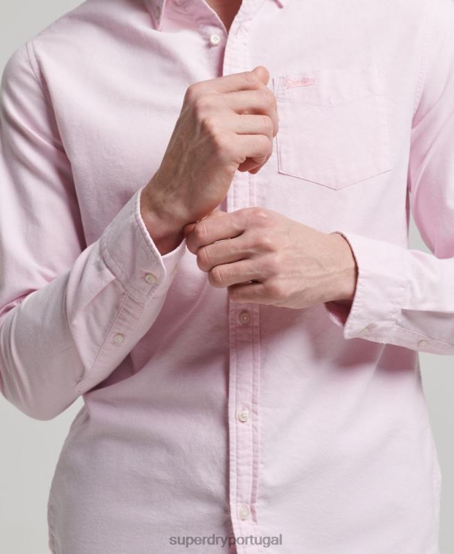 camisa oxford lavada homens rosa roupas Superdry 2208H126
