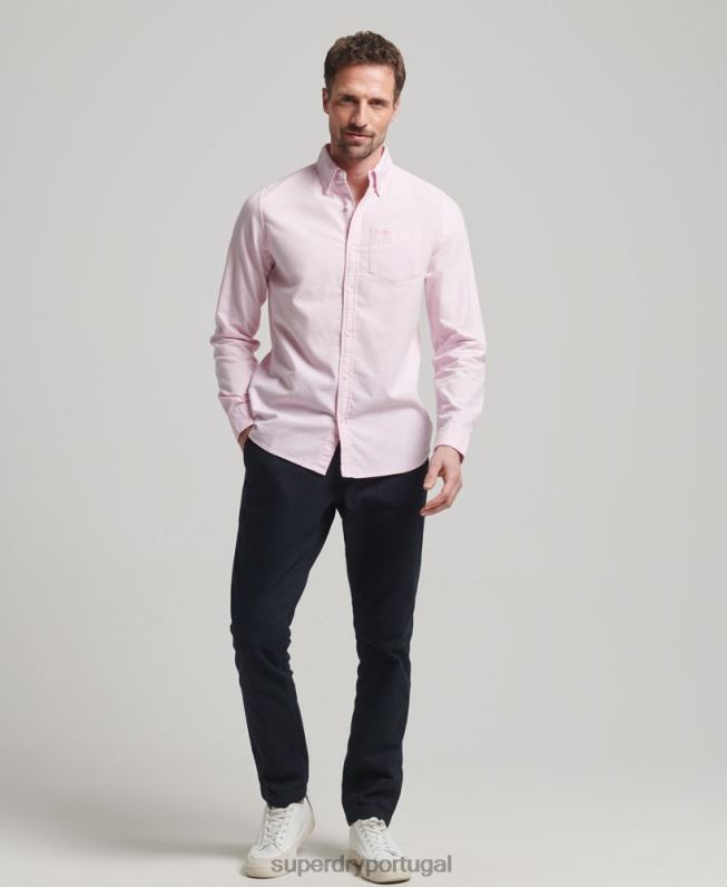 camisa oxford lavada homens rosa roupas Superdry 2208H126